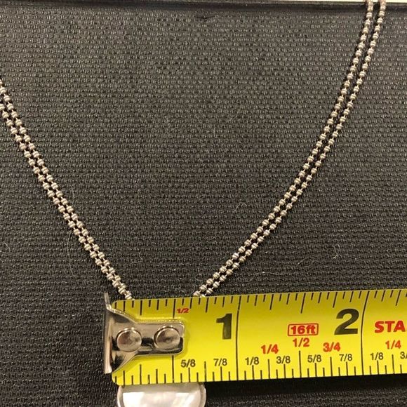 Vintage Sterling Silver and Mother of Pearl Double Strand Necklace - Picture 5 of 9